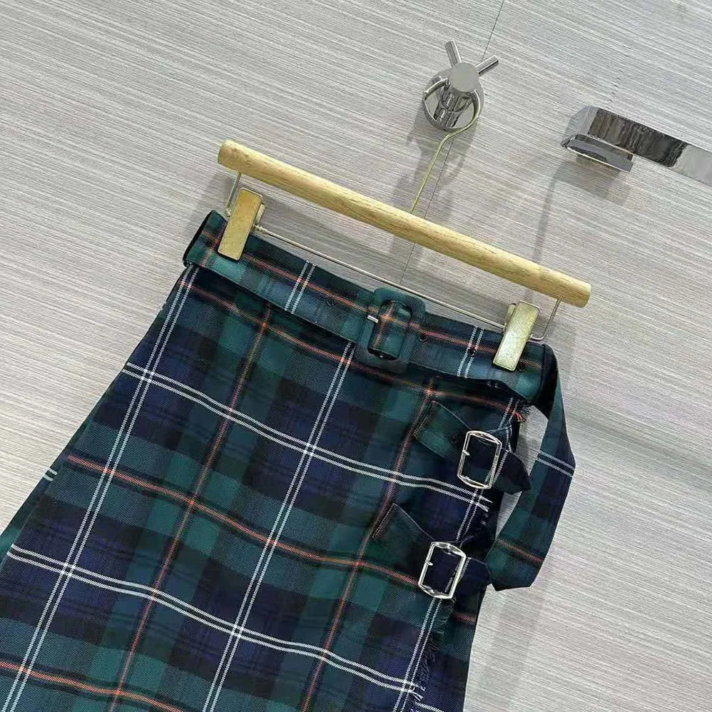 Burberry Pleated Panel Check Wool Belted Kilt for Women Burberry Pleated Panel Check Wool Belted Kilt for Women