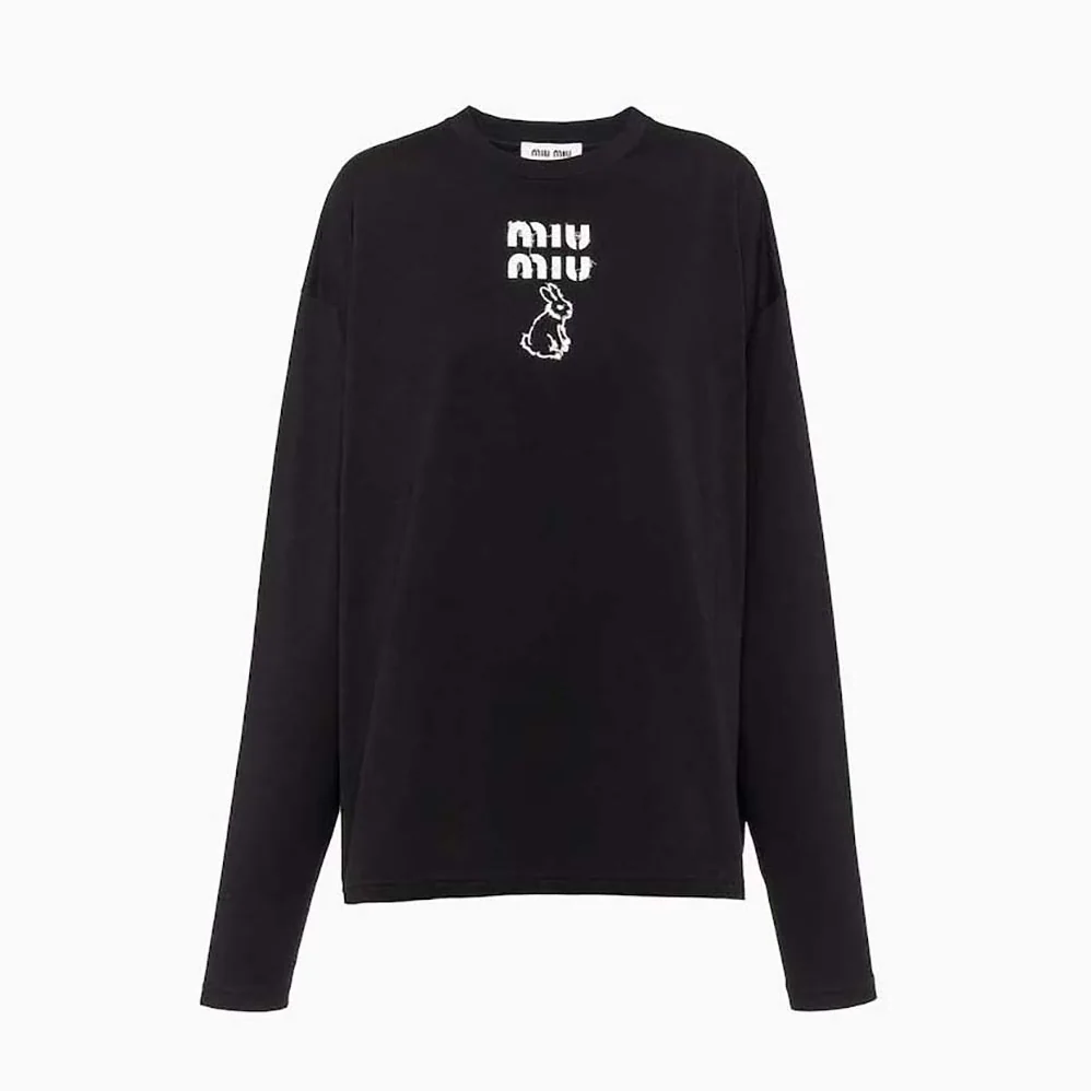 Miu Miu Cotton T for Women in shirt with Embroidered Logo Miu Miu Cotton T for Women in shirt with Embroidered Logo