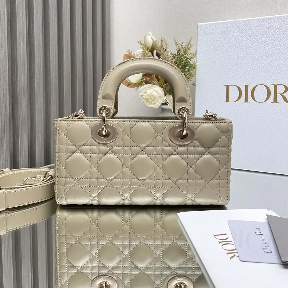 Dior Small Lady D-Joy Bag Biscuit Cannage Lambskin for Women