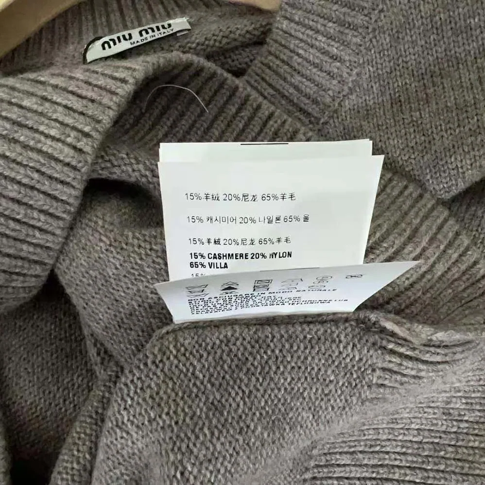 Miu Miu Wool and Nylon Sweater with Embroidered Logo for Women Miu Miu Wool and Nylon Sweater with Embroidered Logo for Women