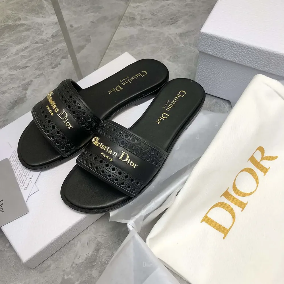 Dior Black Calfskin with Openwork Microcannage Motif for Women
