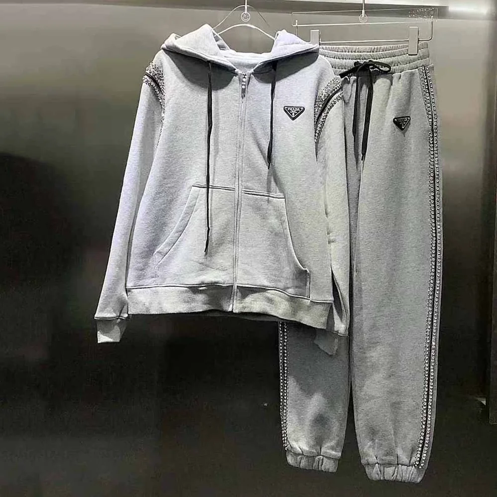Prada Oversized Studded Hoodie for Women in Silver