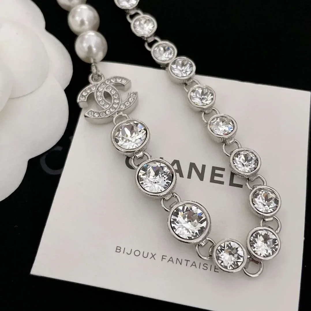 Chanel Half Bead Choker Necklace Silver Chanel Half Bead Choker Necklace Silver
