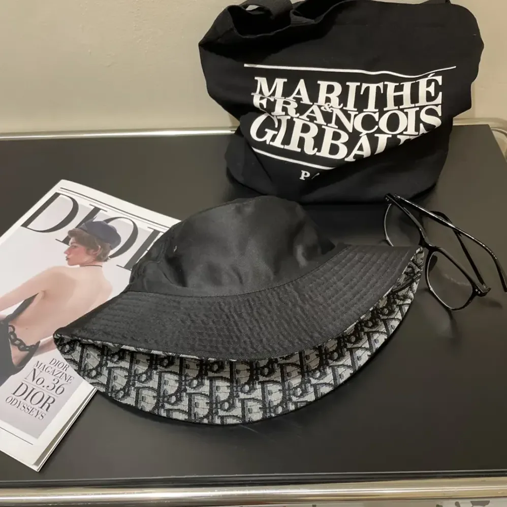Dior Reversible Teddy-D Small Brim Bucket Hat Black Cotton Blend for Unisex