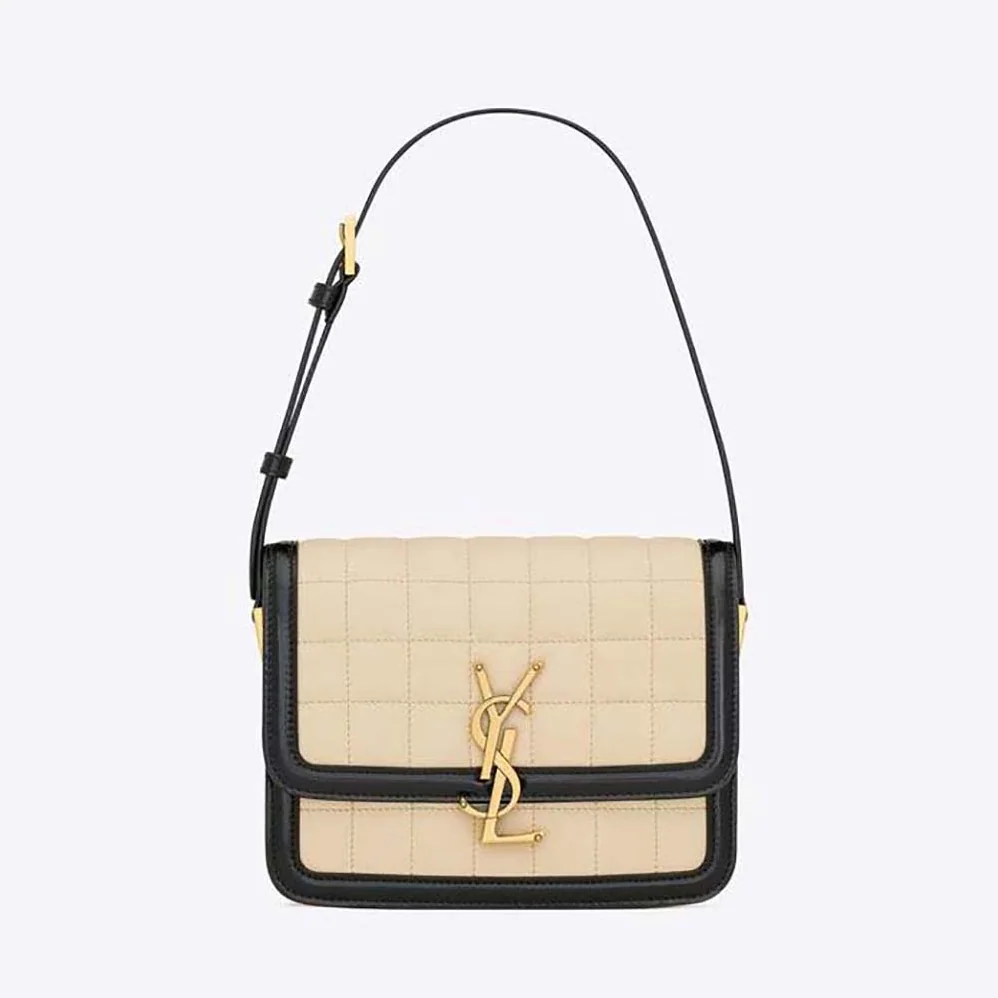 Saint Laurent YSL Solferino Small in Quilted Nubuck Suede for Women in Beige Saint Laurent YSL Solferino Small in Quilted Nubuck Suede for Women in Beige