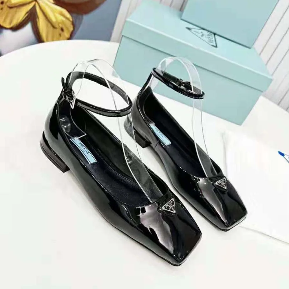 Prada Patent Leather Ballerinas for Women in Black