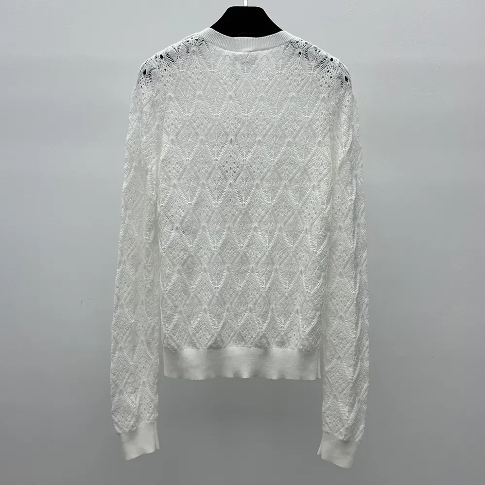 Dior Dioriviera Embroidered Cardigan Ecru Openwork Cotton Knit for Women Dior Dioriviera Embroidered Cardigan Ecru Openwork Cotton Knit for Women