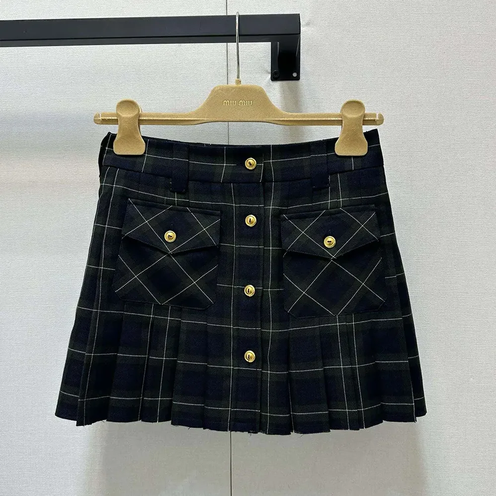Miu Miu Pleated Tartan Miniskirt for Women
