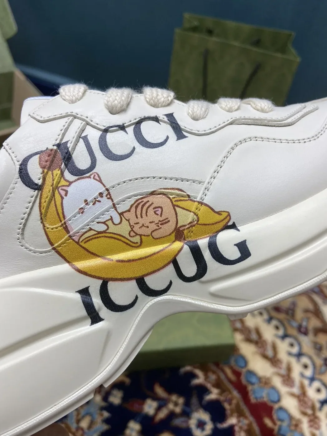 Gucci Rhyton Sneakers With Bananya White Ivory -2SH00-9522a Gucci Rhyton Sneakers With Bananya White Ivory -2SH00-9522a