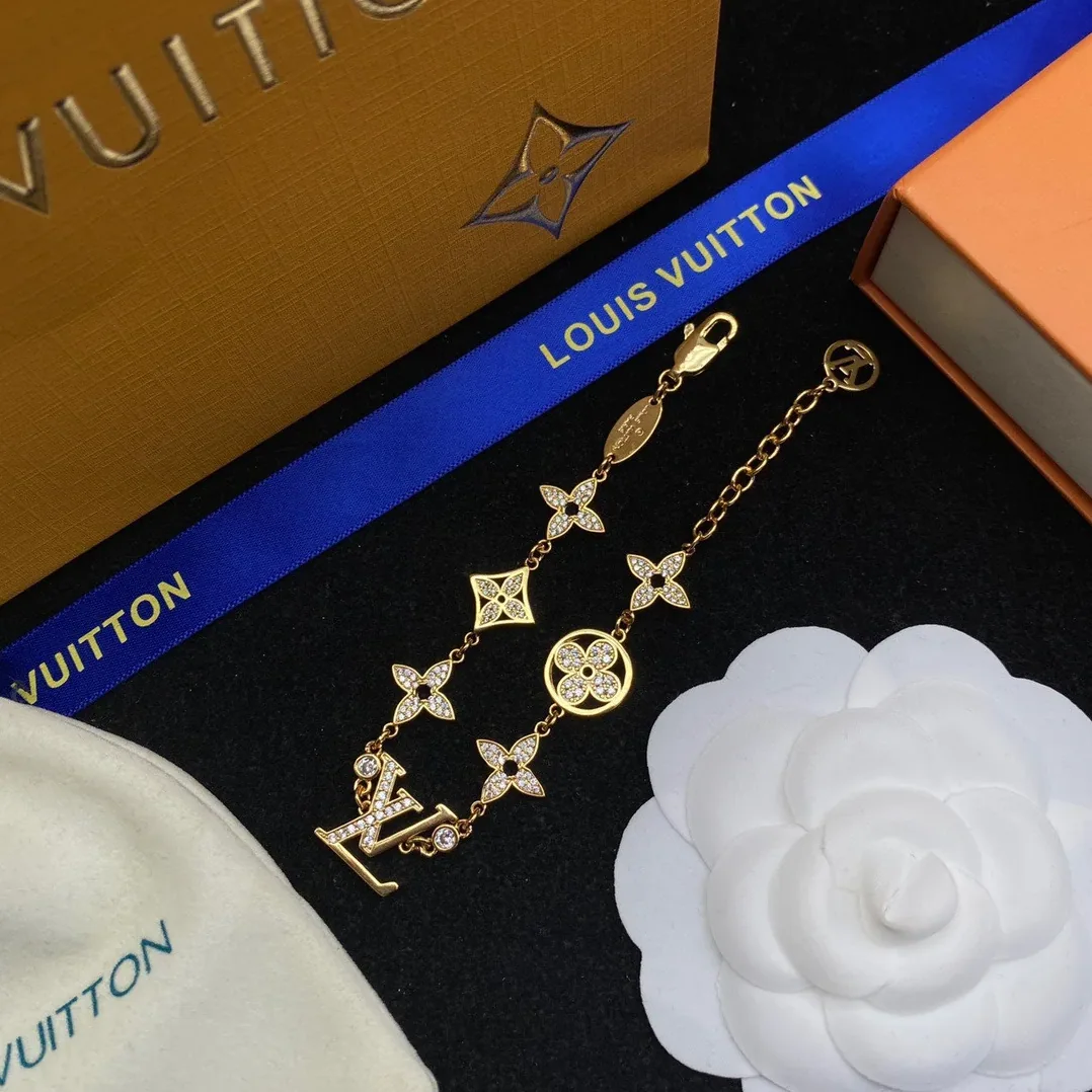 Louis Vuitton LV Blossom Charms Bracelet Gold Tone