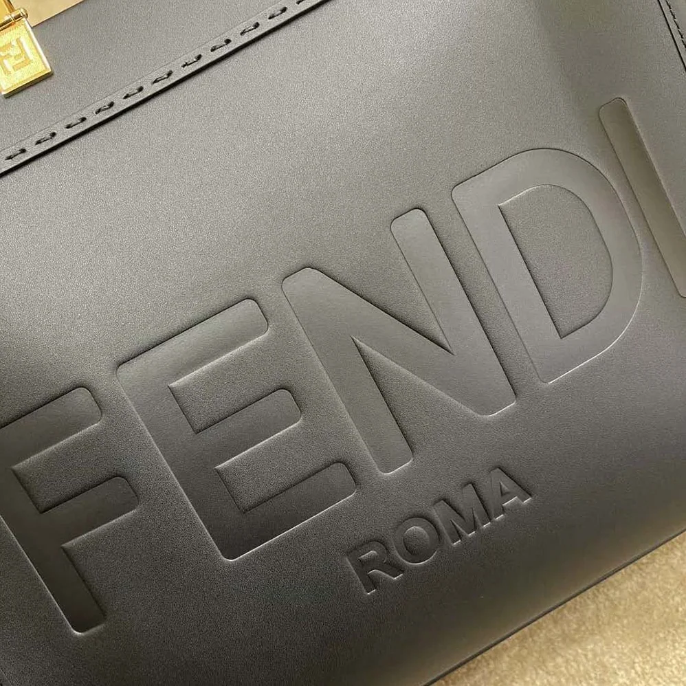 Fendi Sunshine Medium Leather Shopper for Women in Black Fendi Sunshine Medium Leather Shopper for Women in Black