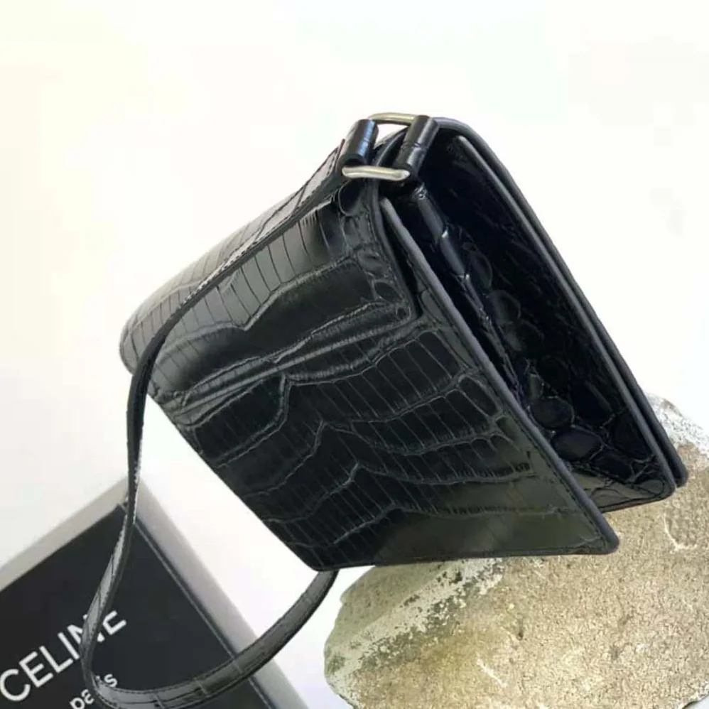 Celine Trapeze Triomphe Bag in Shiny Calfskin for Women in Black Celine Trapeze Triomphe Bag in Shiny Calfskin for Women in Black