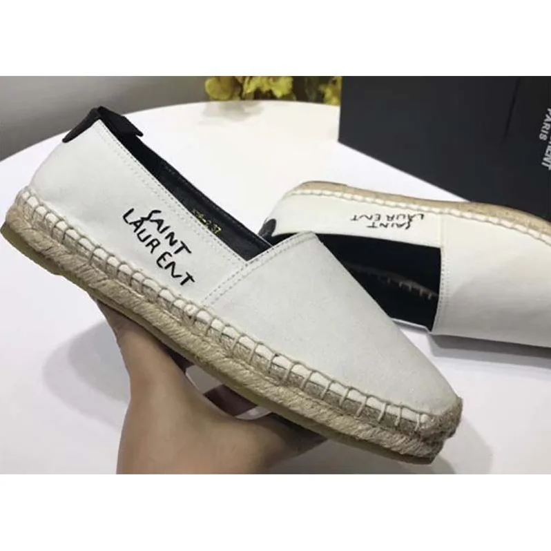 Saint Laurent YSL Shoes Embroidered Espadrilles in Cotton for Women in White Saint Laurent YSL Shoes Embroidered Espadrilles in Cotton for Women in White