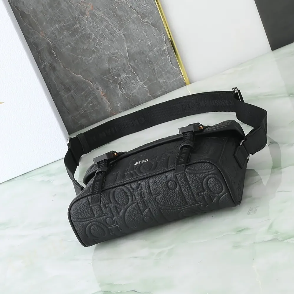 Dior Hit the Road Messenger Bag with Flap Black Dior Gravity Leather for Men