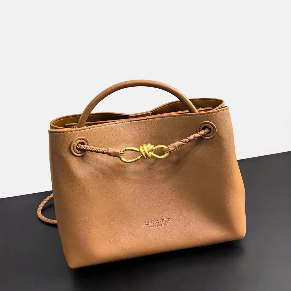 Bottega Veneta Small Andiamo in Silky Calf Leather for Women in Brown