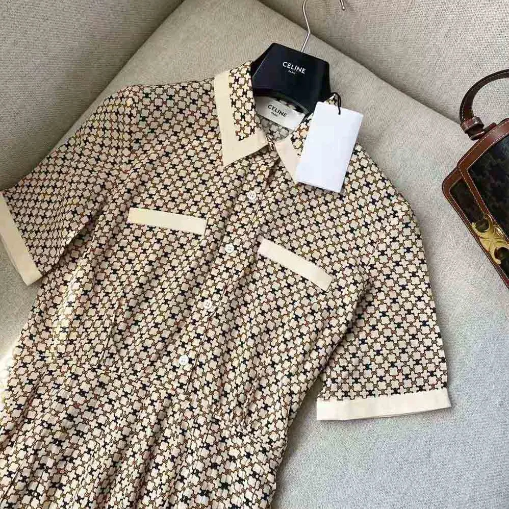 Celine Shirt Dress in Crepe DE Chine for Women