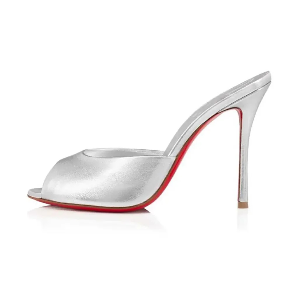 Christian Louboutin Me Dolly 100 mm Mules Nappa leather for Women in Silver Christian Louboutin Me Dolly 100 mm Mules Nappa leather for Women in Silver