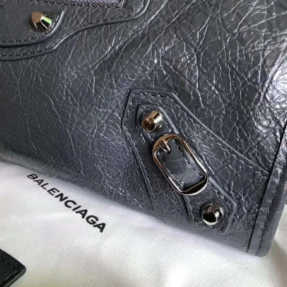 Balenciaga Classic Gold City Small Size Lambskin Bag for Women in Grey