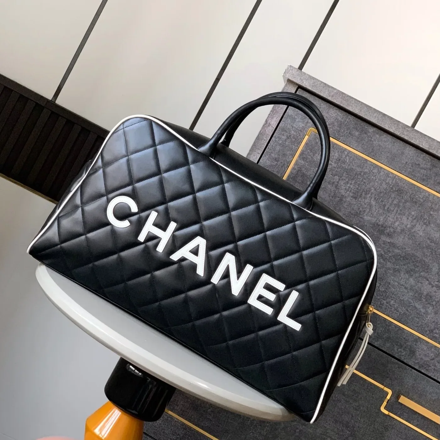 Chanel Quilted Vintage Sports Line Boston Bag Black / Chanel Quilted Vintage Sports Line Boston Bag Black /