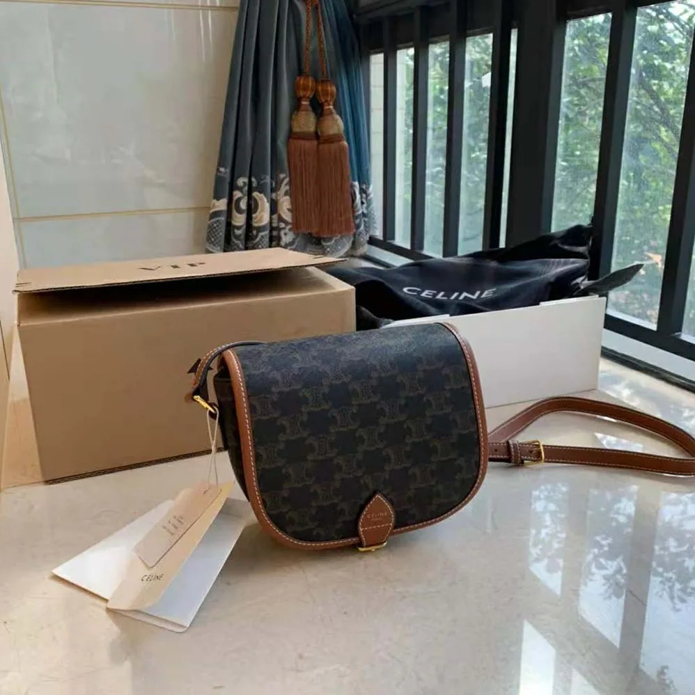 Celine Medium Folco Bag in Triomphe Canvas for Women Celine Medium Folco Bag in Triomphe Canvas for Women