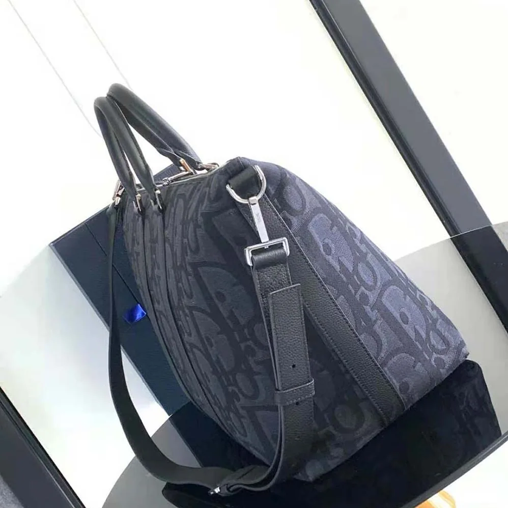 Dior Weekender 50 Bag Black Maxi Dior Oblique Jacquard for Men