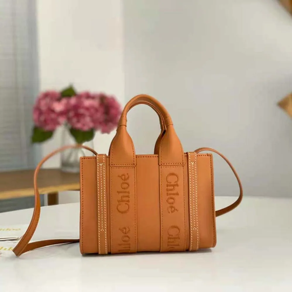 Chloe Mini Woody Tote Bag for Women in Brown