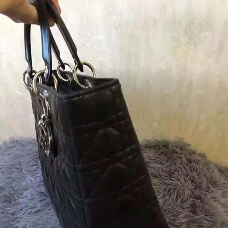 Dior Large Lady Dior Bag in Black Lambskin