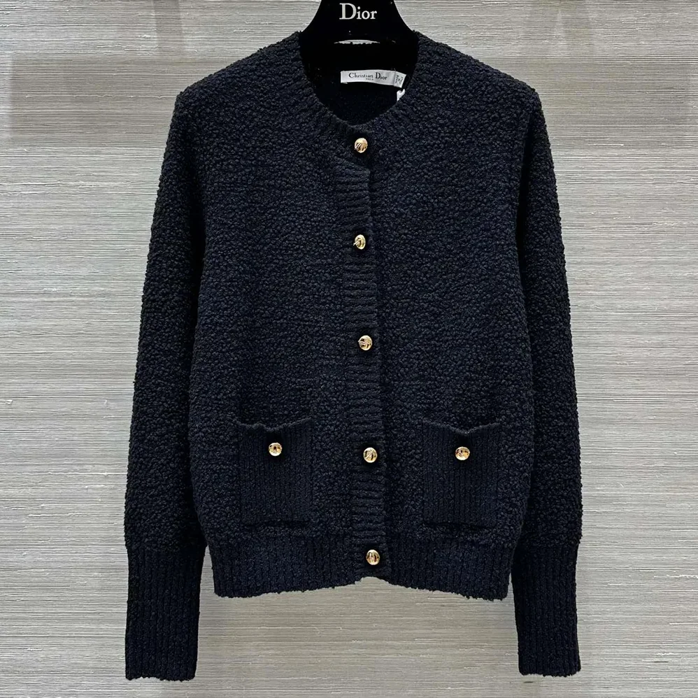 Dior Twinset Black Cotton and Wool for Women in Blend Knit