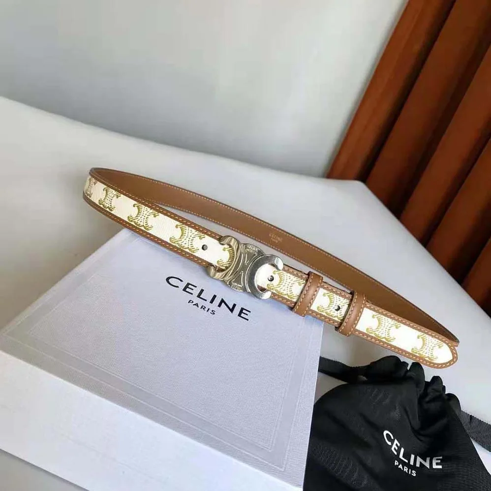 Celine Medium Triomphe Belt in Triomphe Canvas and Calfskin for Women Celine Medium Triomphe Belt in Triomphe Canvas and Calfskin for Women