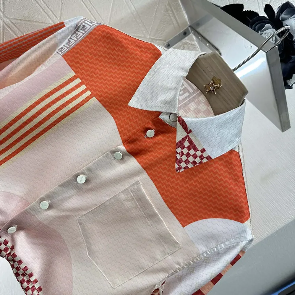 Fendi Pink Silk Shirt with Patchwork Print for Women Fendi Pink Silk Shirt with Patchwork Print for Women