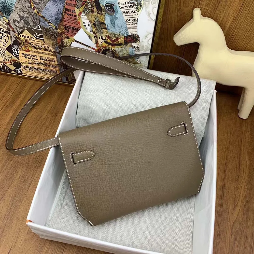Hermes Kelly Depeches 25 Pouch for Men in Gray