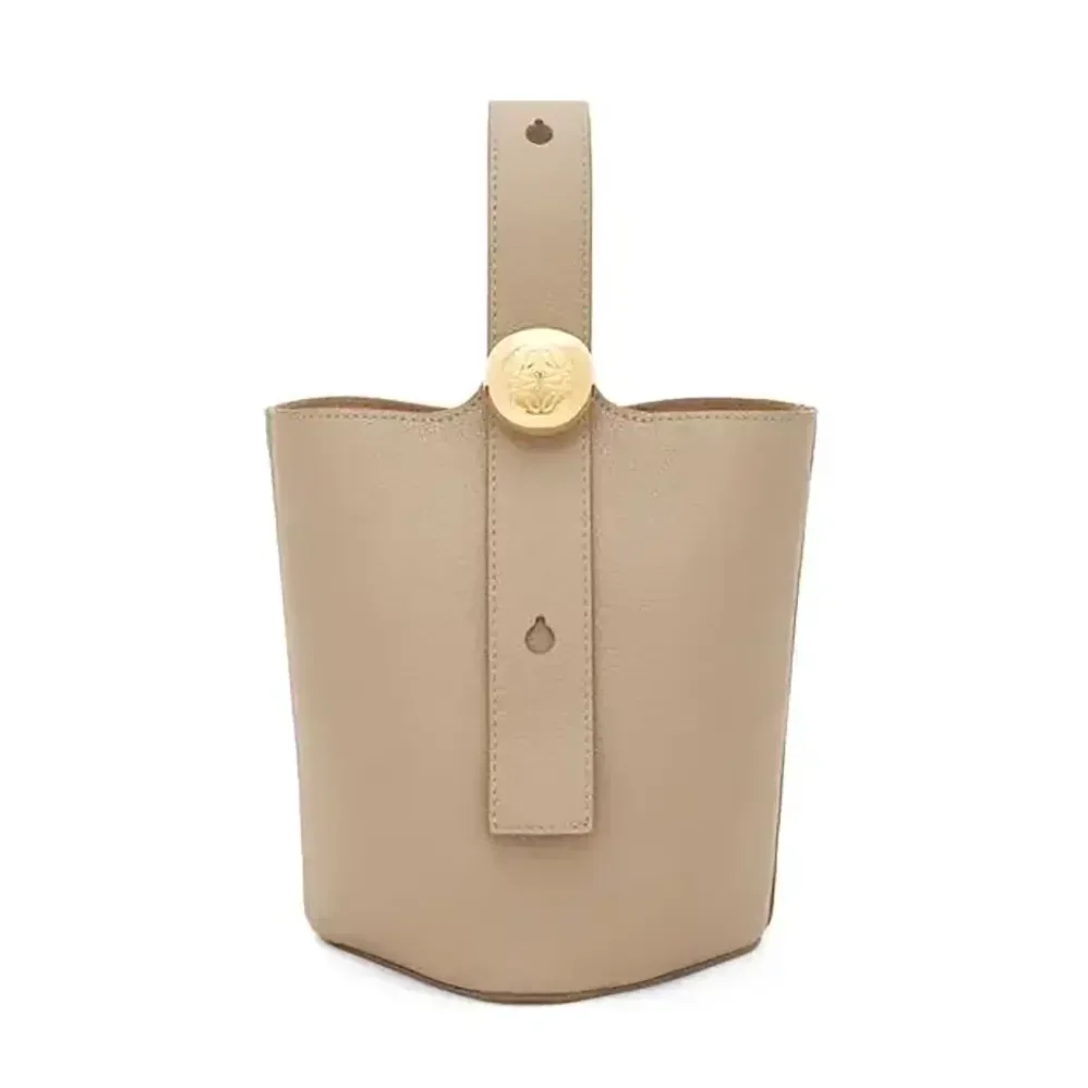 Loewe Mini Pebble Bucket Bag in Soft Grained Calfskin for Unisex in Sandy Loewe Mini Pebble Bucket Bag in Soft Grained Calfskin for Unisex in Sandy