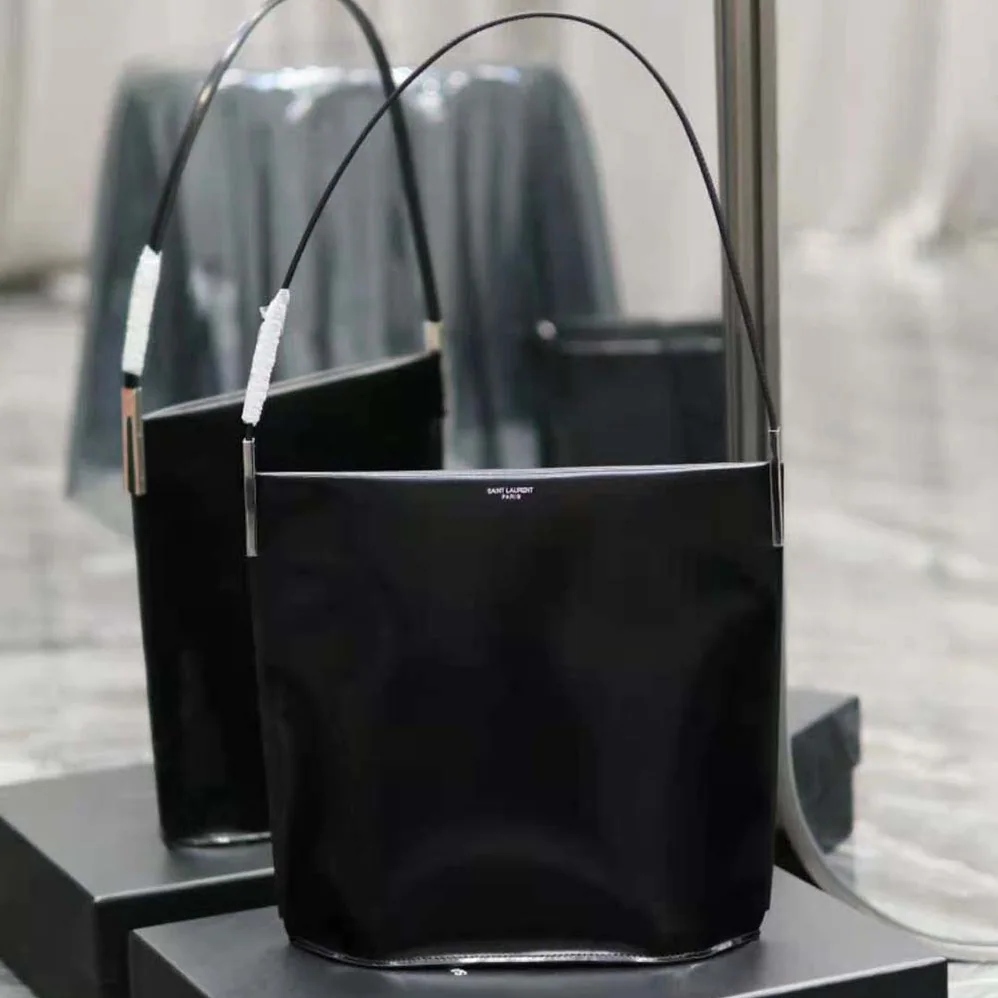 Saint Laurent YSL Suzanne Rigid Shoulder Bag in Shiny Leather for Women