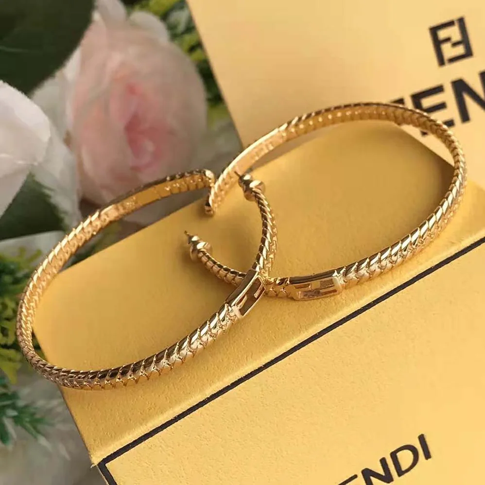 Fendi Baguette Large Earrings Gold for Women in Color Earrings