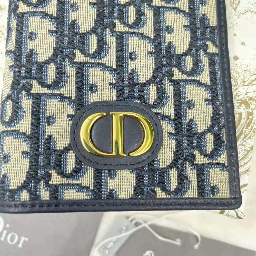 Dior 30 Montaigne Passport Holder Blue Dior Oblique Jacquard for Women