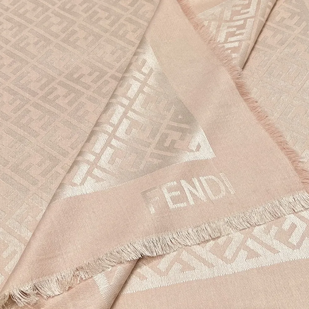 Fendi FF Pink Organic Silk Shawl for Unisex Fendi FF Pink Organic Silk Shawl for Unisex