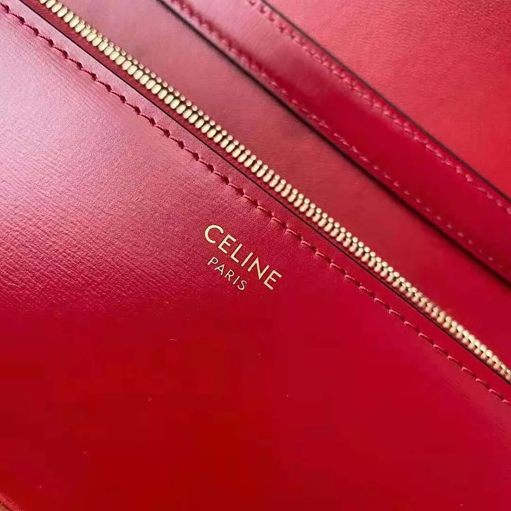 Celine Medium Classic Bag in Box Calfskin for Women in Red Celine Medium Classic Bag in Box Calfskin for Women in Red