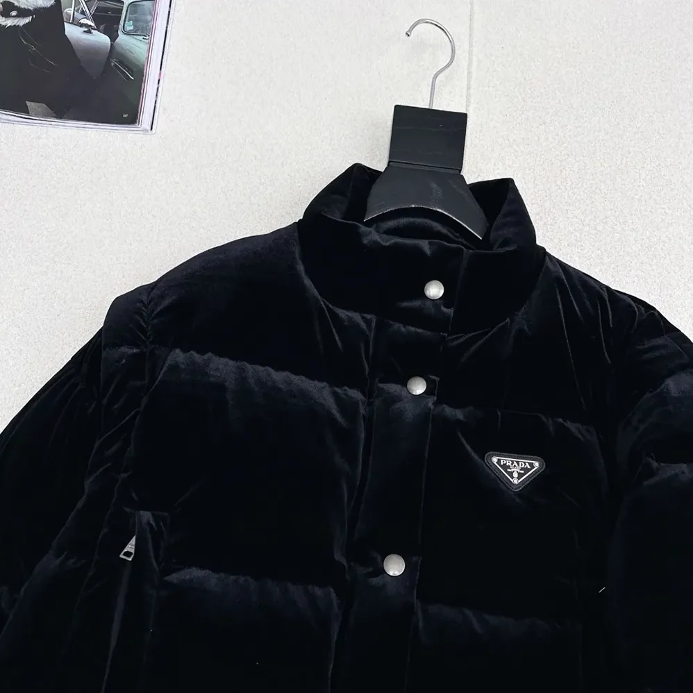 Prada Velvet Down Jacket for Women in Black