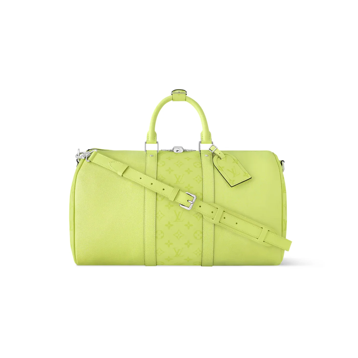 Louis Vuitton Keepall Bandouliere 45 Travel Bag in Lemon Yellow Silver Hardware Louis Vuitton Keepall Bandouliere 45 Travel Bag in Lemon Yellow Silver Hardware