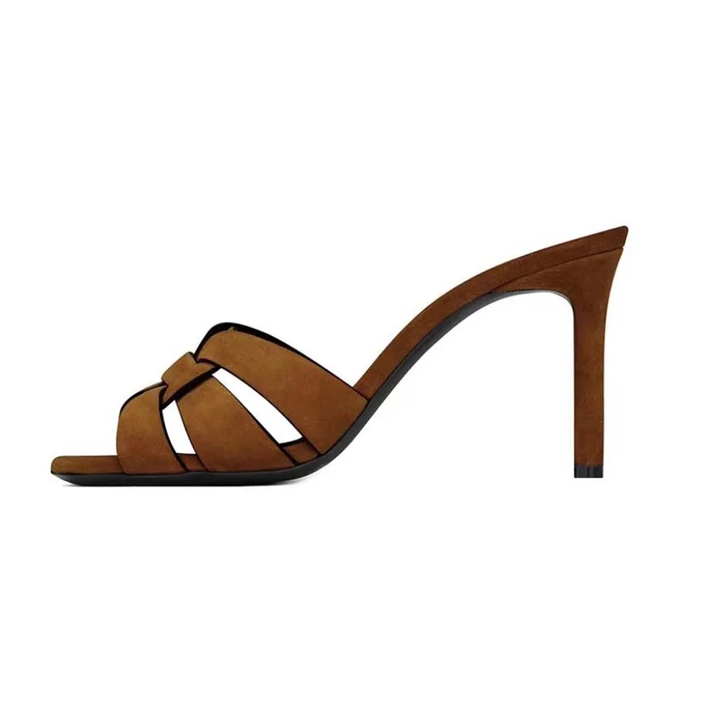 Saint Laurent YSL Tribute Mules in Suede for Women