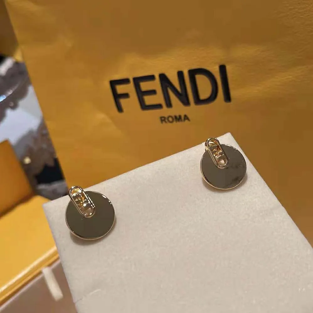 Fendi O Lock Earrings Gold Colored for Women Fendi O Lock Earrings Gold Colored for Women