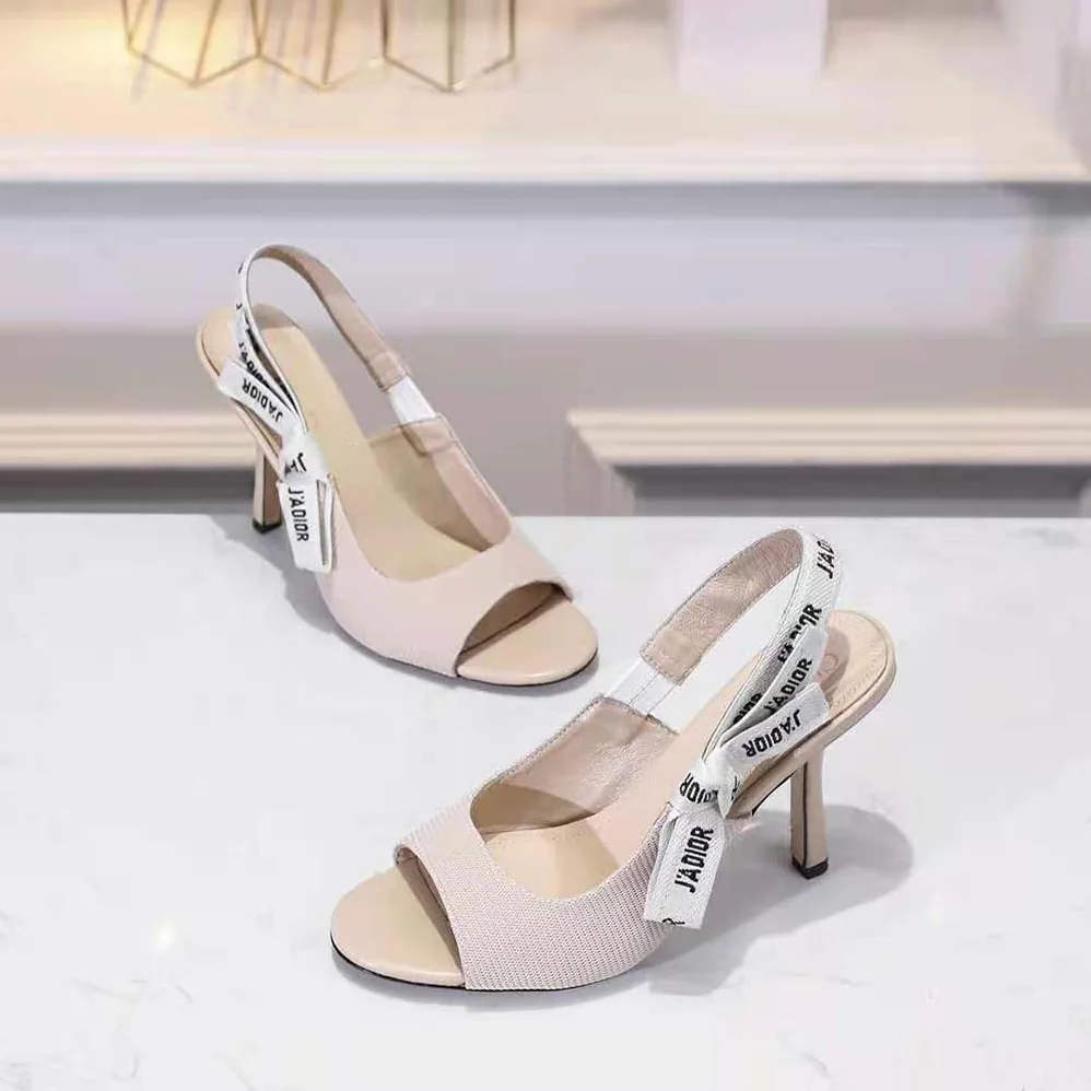Dior J'adior Heeled Sandal Nude Technical Fabric in 8.5cm Heel for Women