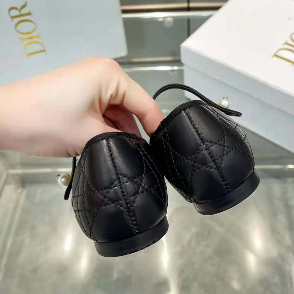 Dior Ballet Flat Black Quilted Cannage Calfskin for Women