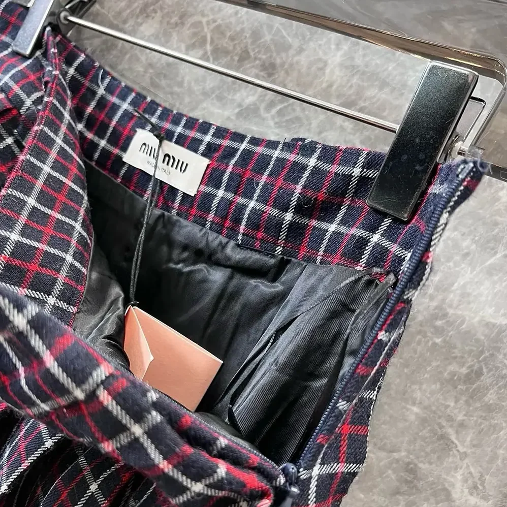 Miu Miu Checked Wool Miniskirt for Women Miu Miu Checked Wool Miniskirt for Women