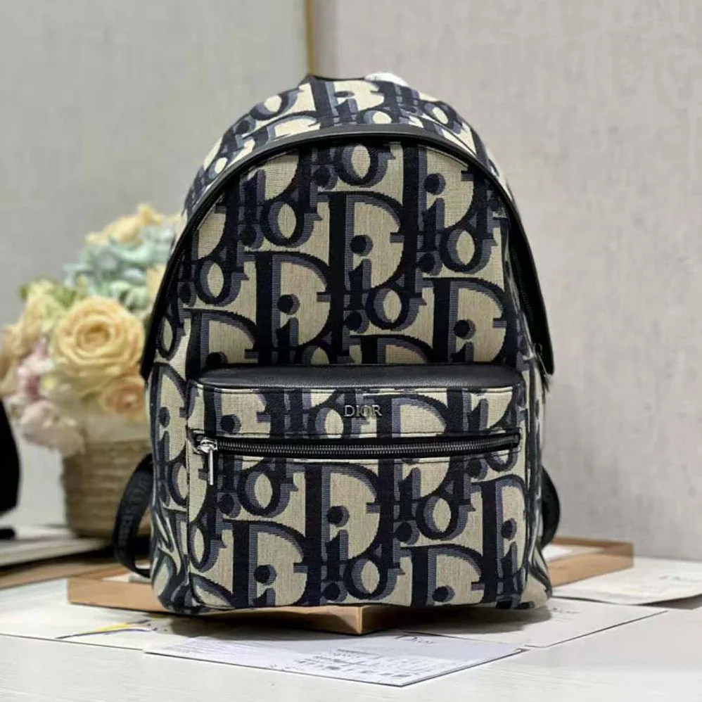 Dior Rider Backpack Beige and Black Maxi Dior Oblique Jacquard for Men Dior Rider Backpack Beige and Black Maxi Dior Oblique Jacquard for Men