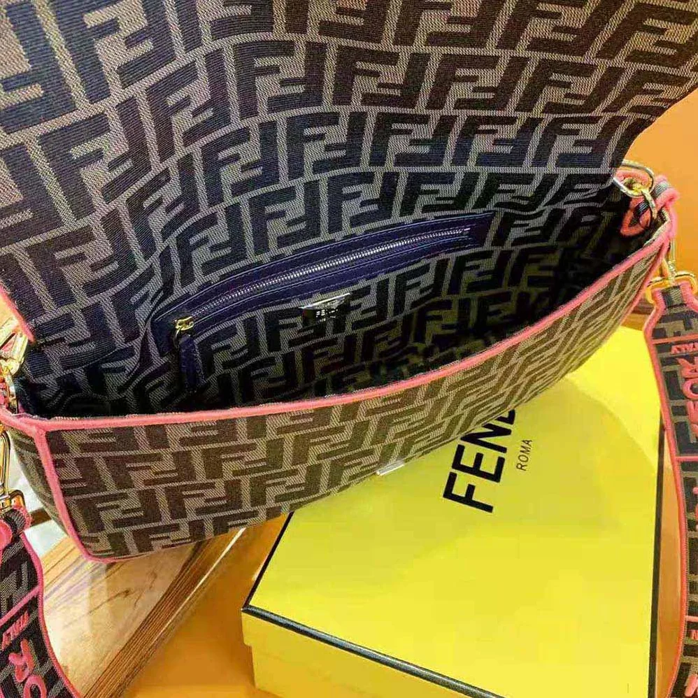 Fendi Baguette Large Fendi Roma for Women in Amor Fabric Bag Fendi Baguette Large Fendi Roma for Women in Amor Fabric Bag