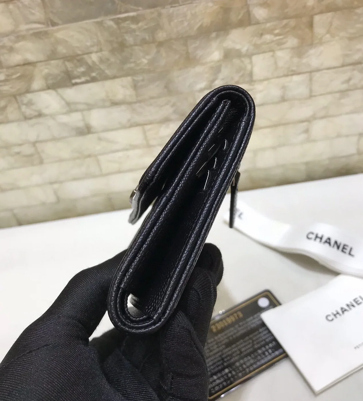 Chanel CO-CO Flap Card Holder Wallet Black Silver Hardware / Chanel CO-CO Flap Card Holder Wallet Black Silver Hardware /