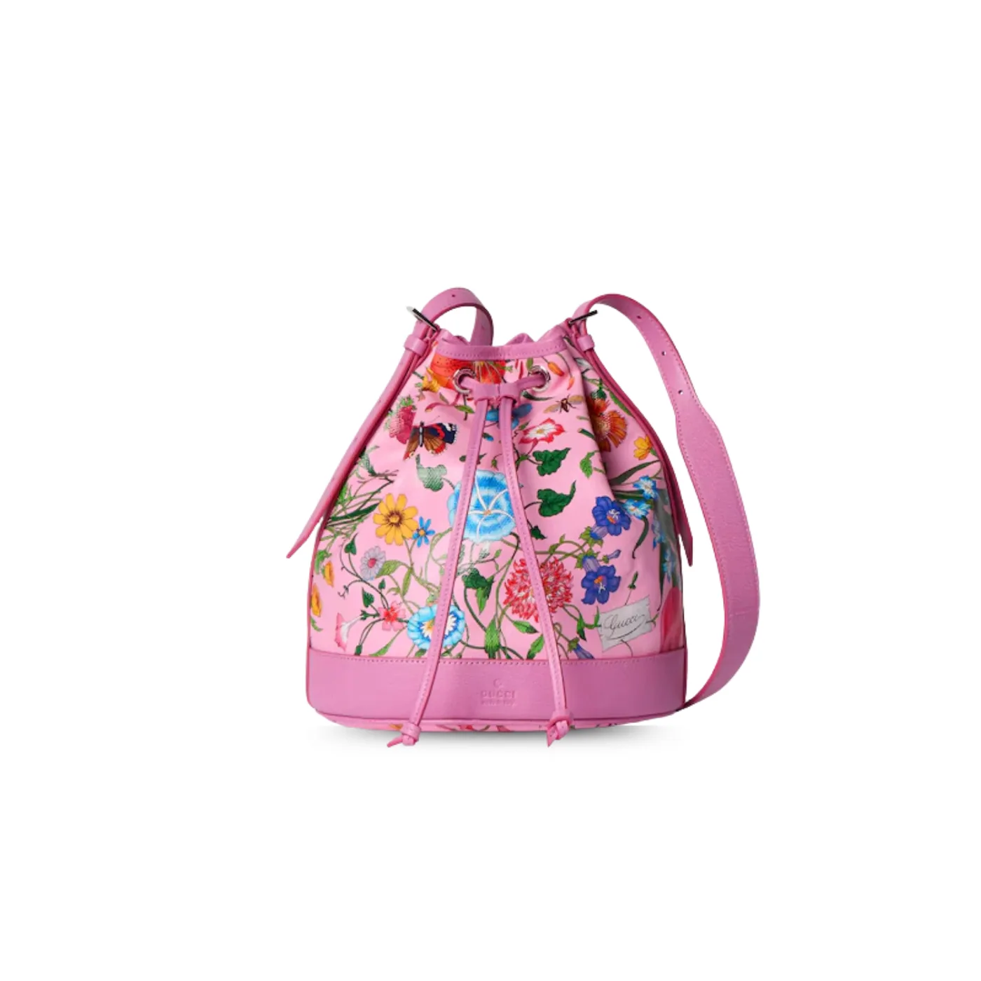 Gucci Venice Small Bucket Bag / Pink/ Multicolor Gucci Flora Coated Canvas Palladium Hardware
