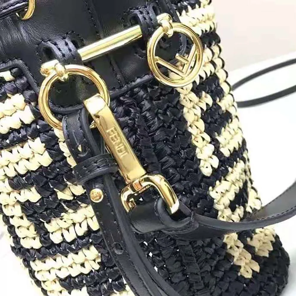 Fendi Mon Tresor Raffia Mini-Bag for Women in Black Fendi Mon Tresor Raffia Mini-Bag for Women in Black