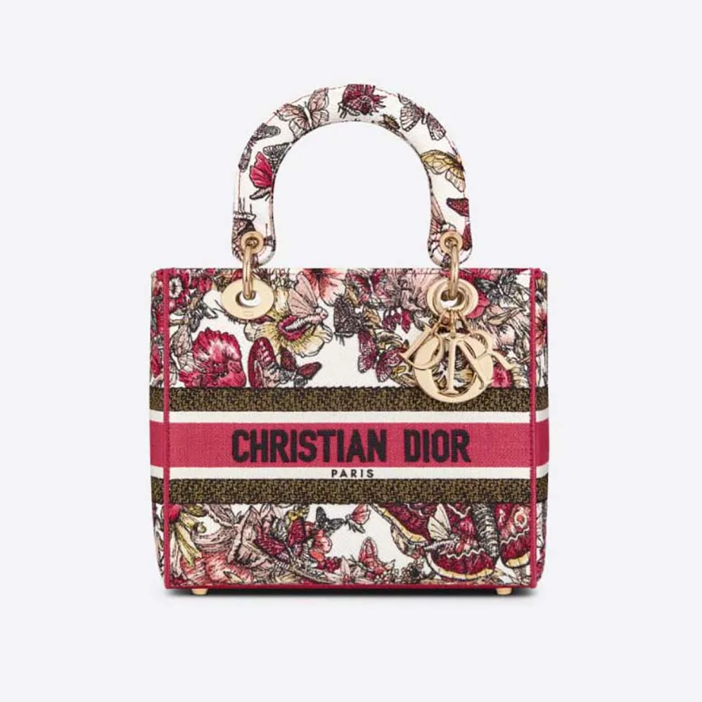 Dior Medium Lady D-lite Bag Multicolor Butterfly Embroidery for Women Dior Medium Lady D-lite Bag Multicolor Butterfly Embroidery for Women